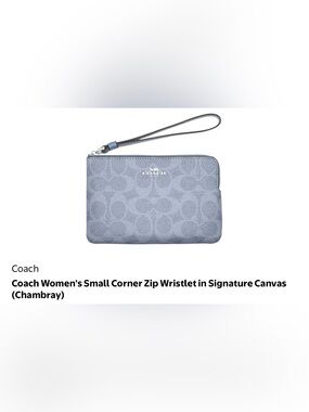Coach Chambray Blue Signature Zip Wristlet with Wrist Strap. New with tags.